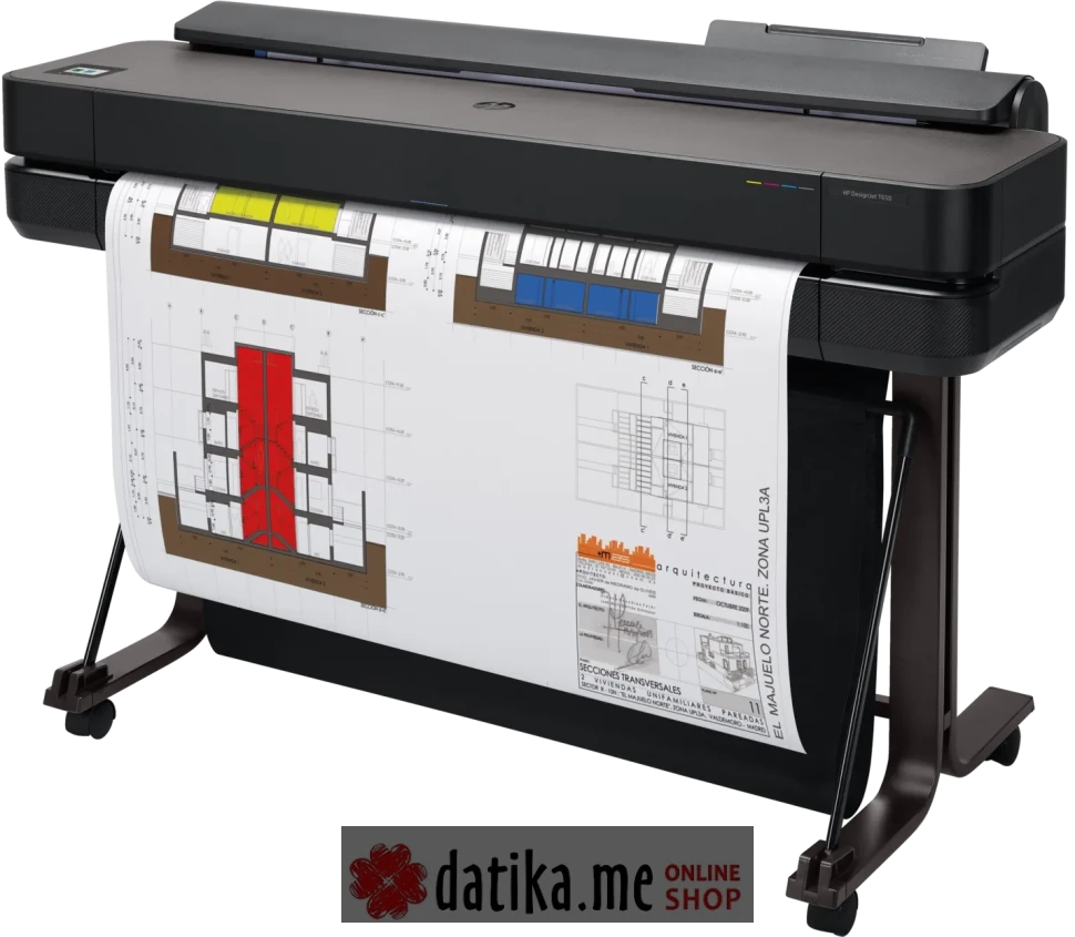 HP DesignJet T650 Large Format Wireless Plotter Printer - 36", with convenient 1-Click Printing (5HB10A)