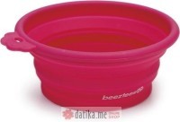 Beeztees POSUDA ZA PSE SILIKONSKA SKLOPIVA ZA HRANU I PICE PINK 14X12.5CM-250ML