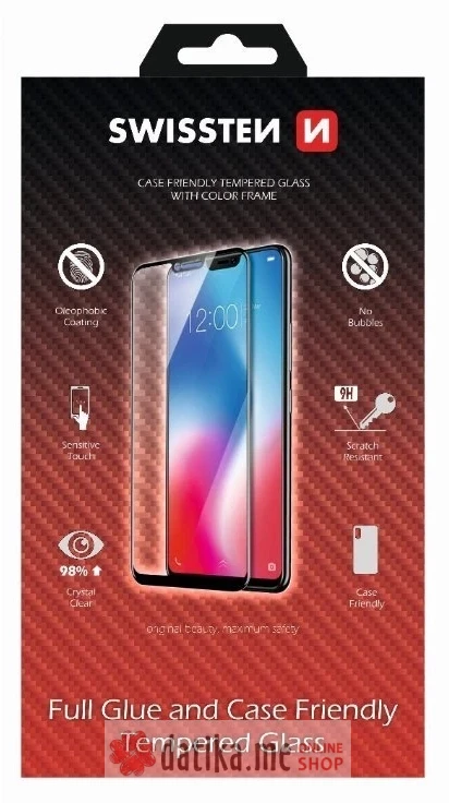 Swissten Zaštitno staklo glass color frame, for iPhone 16 Pro Max Black в Черногории