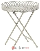 INART STO METAL TRAY TABLE W/MIRROR SILVER Φ48Χ56