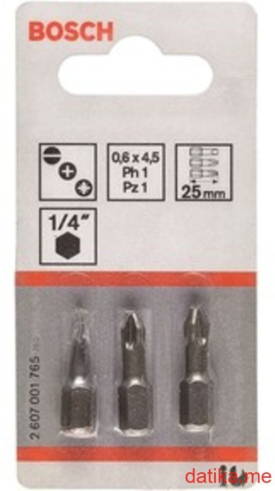 Bosch Bit nastavci za odvijač PZ1/PZ2/PZ3 krstasti 1/4" 25mm 3kom