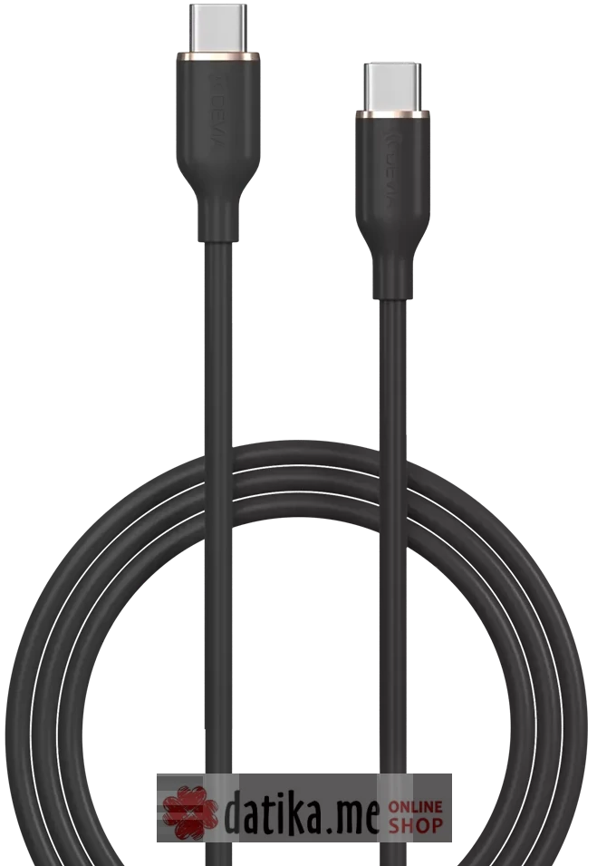 Devia - 1.2m (3A) USB-C to USB-C Silicone Cable - Black в Черногории