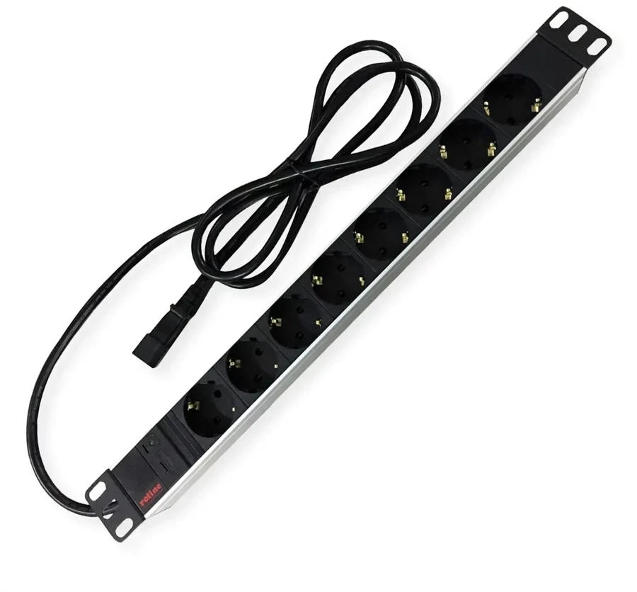 ROLINE 19" PDU for Cabinets, 2300W, 8x IEC320 C14 M, Aluminium, 2m