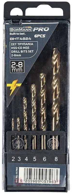 Burgije za metal HSS-Co 2-8mm M35 u setu 6 kom Bormann BHT4824