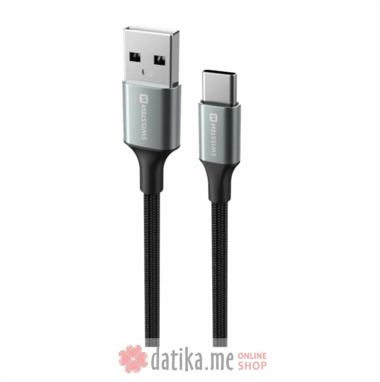 Swissten Data cable textile II USB / USB-C 1.5m Black