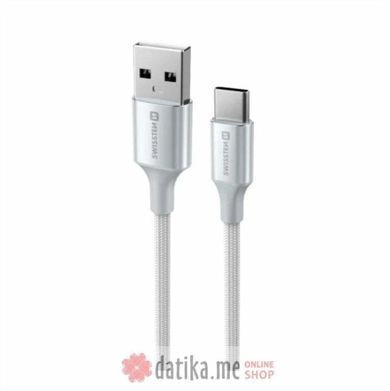 Swissten Data cable textile II USB / USB-C 1.5m White