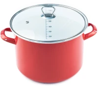 FACKELMANN SERPA DUBOKA EMAJL (crvena) 24cm/7.5L SA STAKLENIM POKLOPCEM