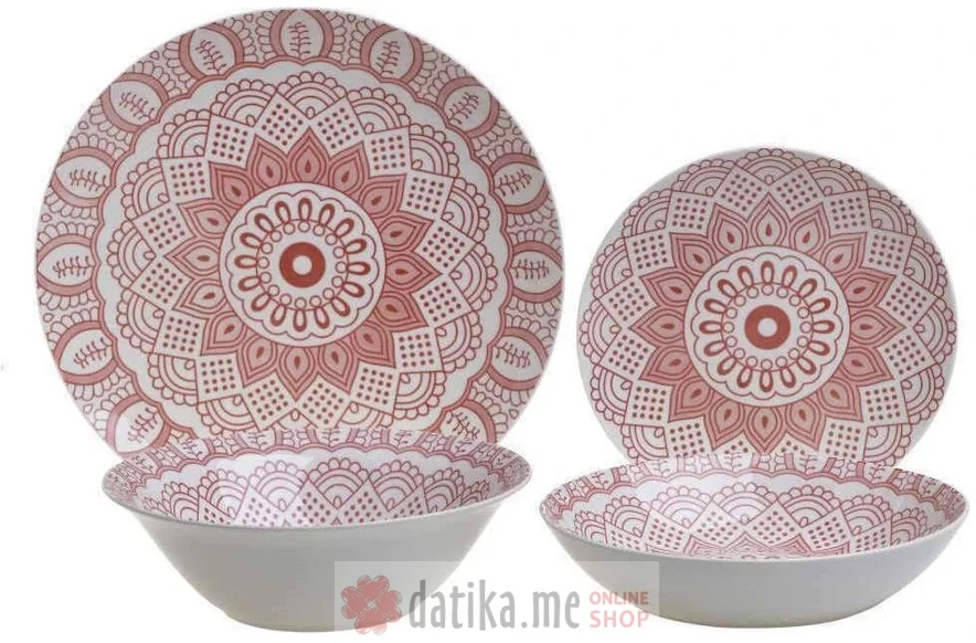 INART SERVIS ZA RUCAVANJE PORCELAIN RED/WHITE 19kom в Черногории
