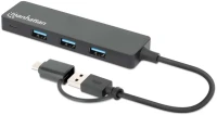 Manhattan USB-C Male and USB-A Male to Four USB-A Females