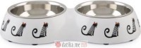 Beeztees POSUDA ZA MACE DUPLA BIJELA-PLASTIKA/METAL 27 x 4,5 cm - 2 x 160 ml