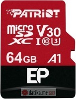 Patriot MEMORY CARD 64GB MicroSDXC V30 U3 EP SERIES, 4K recording
