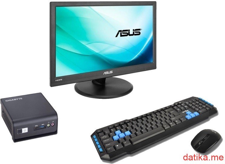 GIGABYTE GB-BMCE-4500C BRIX Mini PC Intel N4500/8GB/256GB SSD/Intel UHD/ASUS 15.6" VT168HR Touch LED monitor/Wireless Tastatura i miš