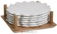 INART SET TANJIRA PORCELAIN COASTER WHITE/NATURAL 11X11X4 6/1