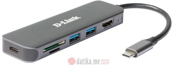 D-Link HUB DUB-2327 6-in-1 USB-C - HDMI, SD/microSD