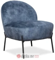 PAKKETO FOTELJA Poet pakoworldvelvet in blue antique-black color 54,5x65,5x66cm