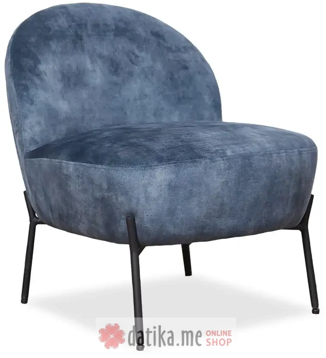 PAKKETO FOTELJA Poet pakoworldvelvet in blue antique-black color 54,5x65,5x66cm