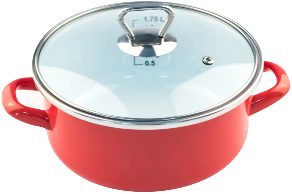 FACKELMANN SERPA PLITKA EMAJL (crvena) 18cm/1.75L SA STAKLENIM POKLOPCEM