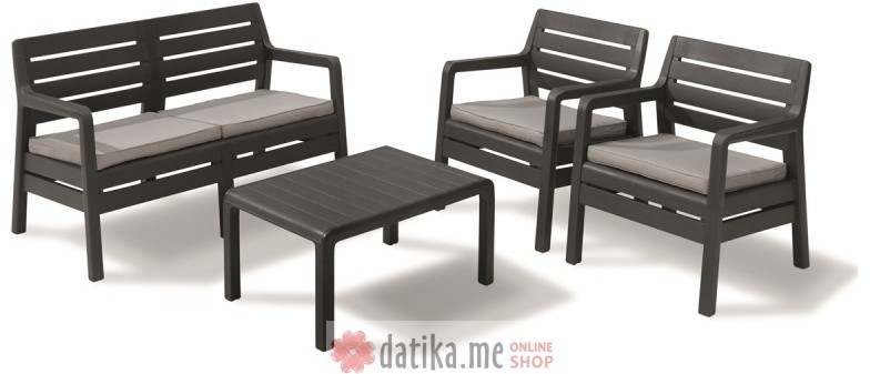 Curver Bašt. garn. Delano sto +dvosjed+ 2 stolice siva/grafit 4/1 Allibert
