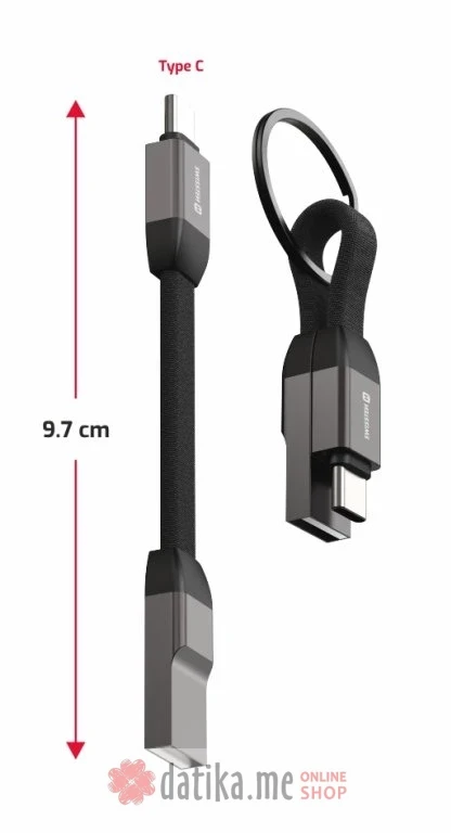 Swissten Kabl Magnetic keychain USB-A/ USB-C 9.7cm