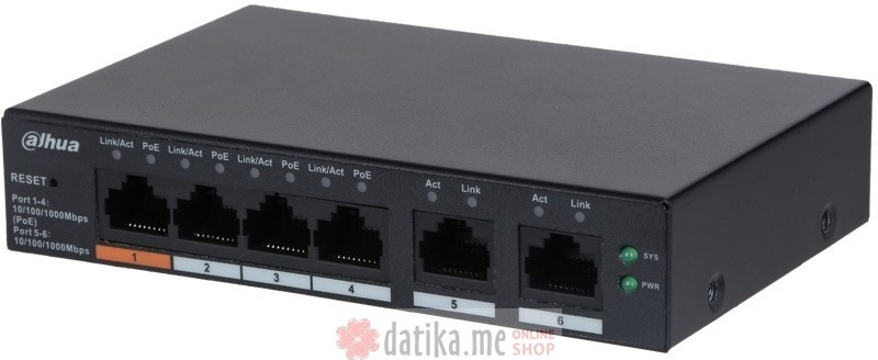 DAHUA CS4006-4GT-60 6-Port Cloud Managed Desktop Gigabit Switch with 4-Port PoE