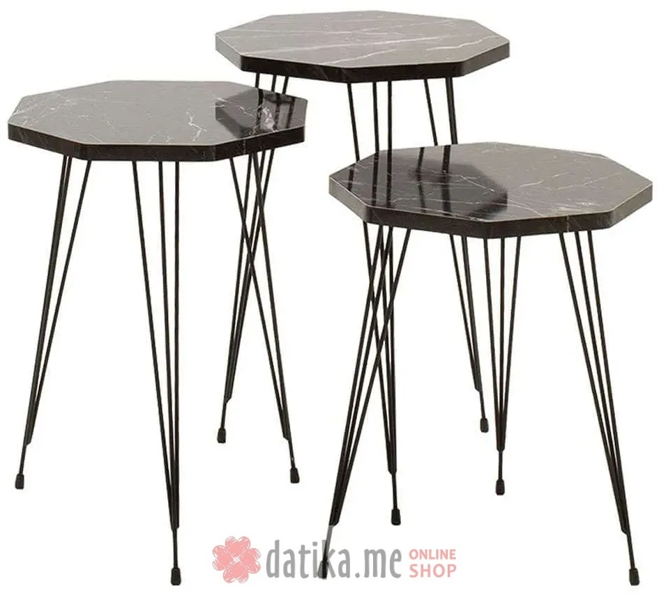 PAKKETO SET TRI STOLA Buena pakoworld marble imitation black