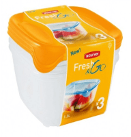 Curver Set kutija za hranu - FRESH&GO  3 x 1,2L, Narandzasta 