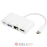 E-GREEN  Adapter USB 3.1 tip C (M) - HDMI + USB3.0 + RJ45 + tip C (F) beli