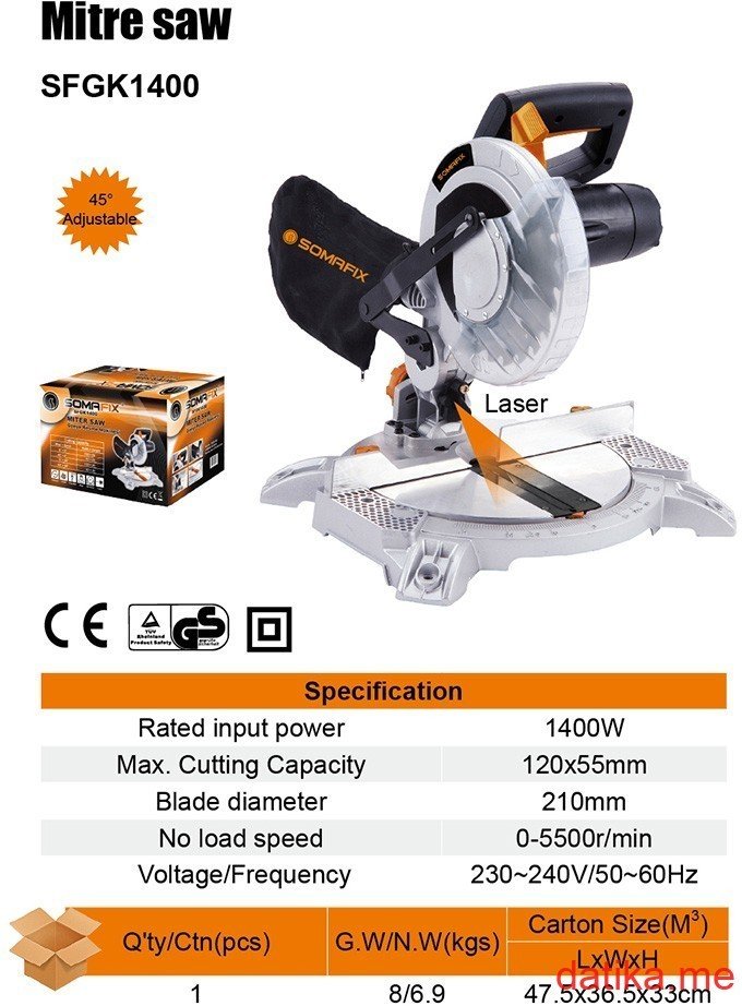 SomaFix SFGK1400 testera kružna stona 210mm 1400W 