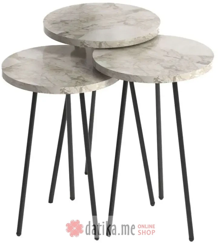 PAKKETO SET TRI STOLA Cormac white marble