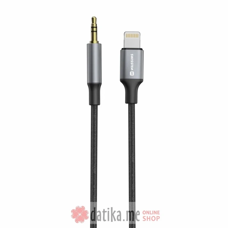 Swissten Audio adapter textile Lightning (male) / 3.5mm Jack (male) 1.5m Black