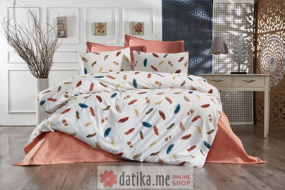 Pedilife Posteljina Soft Touch Ranf. za franc. krevet Faye narandž./bijela Cotton f.