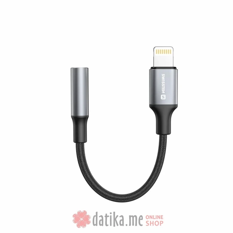 Swissten Audio kabl Textile Lightning (male) / 3.5mm AUX 0,15 M Black в Черногории