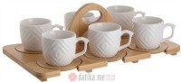 INART SET SOLJICA PORCELAN/ΒΑΜΒUS BIJELI/NATURAL 35X20X12 150ml 6kom