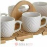 INART SET SOLJICA PORCELAN/ΒΑΜΒUS BIJELI/NATURAL 35X20X12 150ml 6kom