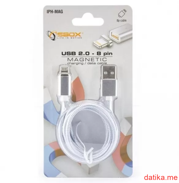 Sbox Adapter ​magnetic​ USB iPH. 8 pin M/M 1M 