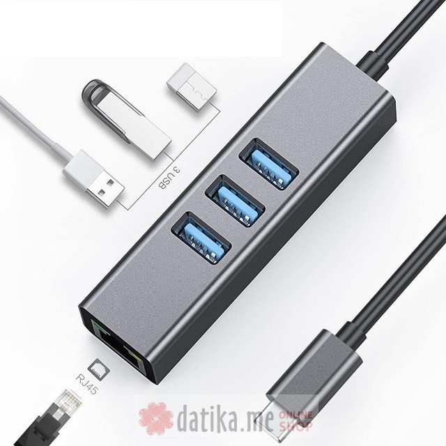 Fast Asia Adapter-konvertor TIP C na 3xUSB 3.0+RJ45 meta 