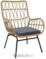 PAKKETO STOLICA Armchair Naoki pakoworld metal black-pe natural-cushion grey