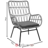 PAKKETO STOLICA Armchair Naoki pakoworld metal black-pe natural-cushion grey в Черногории