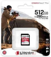 KINGSTON 512GB Canvas React Plus V60 SD Memory Card