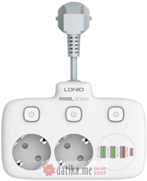 LDNIO SE2435 Kabl naponski produžni 2x šuko + 3x USB-A + 1x USB-C