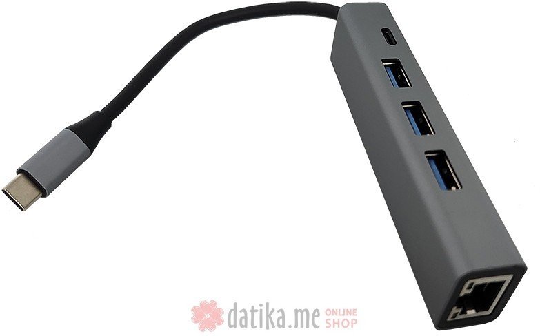 Fast Asia Adapter-konvertor TIP C na 3xUSB 3.0+TIP C+RJ45 