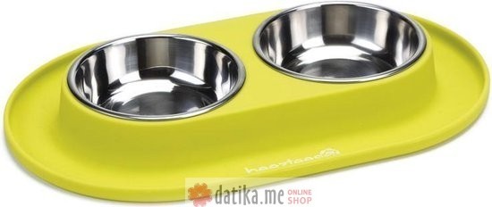 Beeztees POSUDA ZA PSE SILIKONSKA ZELENA METAL/GUMA 31 x 19 cm - 2 x 125 ml 