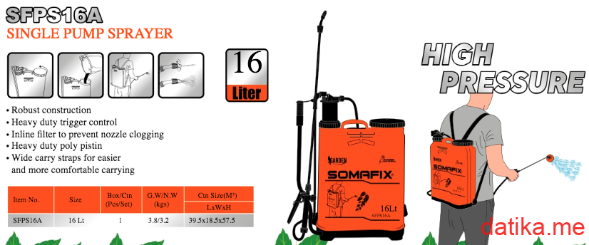 Somafix SFPS16A Pumpa za prskanje biljaka leđna 16Lit