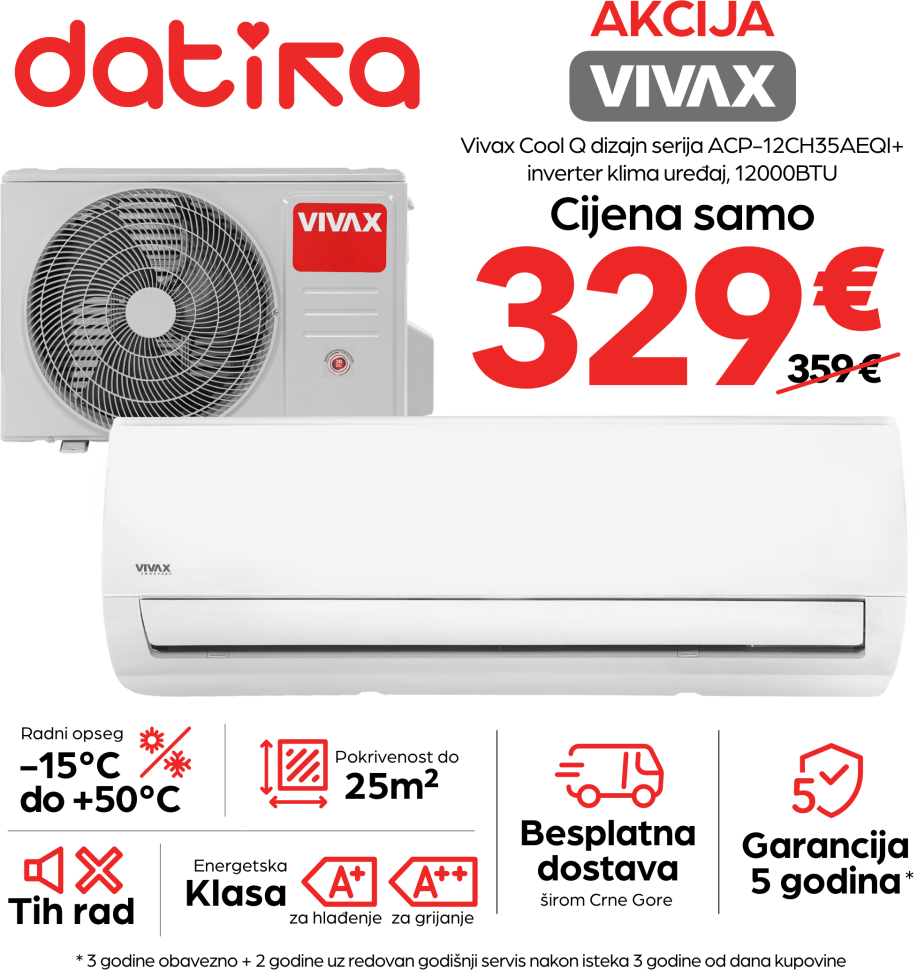 Vivax Cool Q dizajn serija ACP-12CH35AEQI+ inverter klima uređaj, 12000BTU Vivax Cool Q dizajn serija ACP-12CH35AEQI+ inverter klima uređaj, 12000BTU