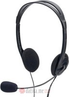 Ednet Slušalice Multimedia stereo headset with microphone Black