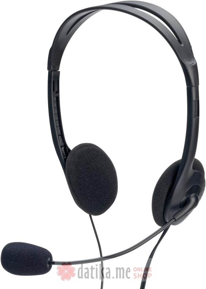 Ednet Slušalice Multimedia stereo headset with microphone Black