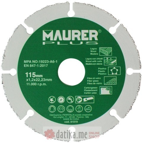 MAURER Dijamantska rezna ploča za drvo 230x22.23mm