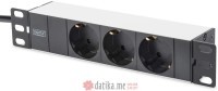 Digitus 1U PDU, 10", rackmountable, 3x safety outlet, 16A, 4000W, 2m