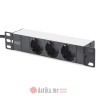 Digitus 1U PDU, 10", rackmountable, 3x safety outlet, 16A, 4000W, 2m