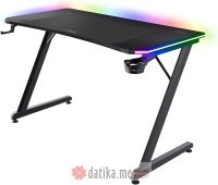 Trust Luminus Pro RGB Gaming Desk/Black/150kg/740x600x1200mm/Cupholder/Headphone hook/Mousepad
